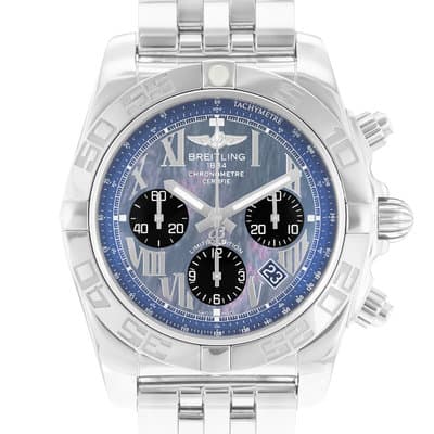 Breitling Chronomat AB01111A/BG64 44mm MOP Steel Automatic Mens Watch Box Card