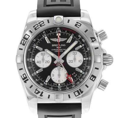 Breitling Chronomat AB0420 44mm Black Dial Steel Mens Watch Box Card