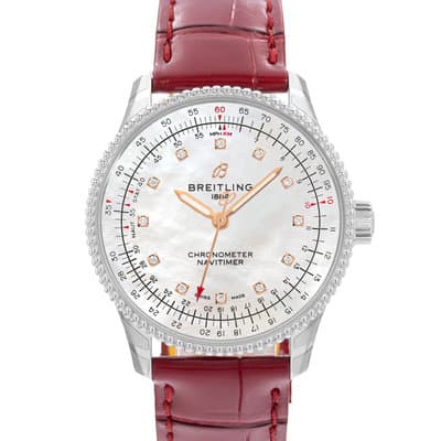 Breitling Navitimer A17395211A1P6 35mm MOP Dial Steel Ladies Watch Box Card