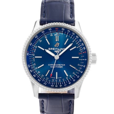 Breitling Navitimer A17395 35mm Blue Dial Steel Mens Watch Box
