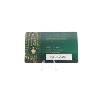 Rolex Datejust 41 126300 Black Dial Steel Oyster Automatic Mens Watch Card