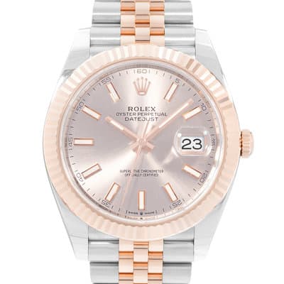 Rolex Datejust 41 126331 Pink Dial Steel Rose Gold Automatic Mens Watch Card