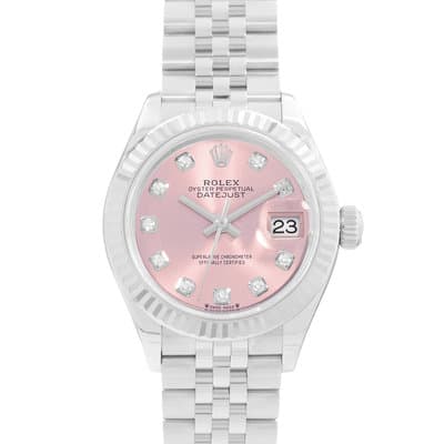 Rolex Datejust 28 279174 Pink Diamonds Steel Jubilee Automatic Ladies Watch Card