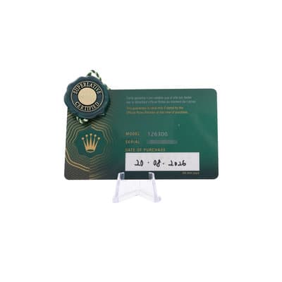Rolex Datejust 41 126300 White Dial Steel Jubilee Mens Watch Card
