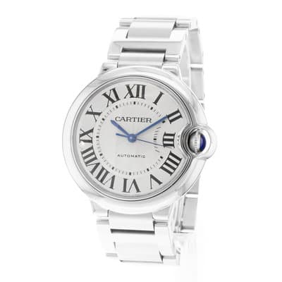 Cartier Ballon Bleu 36mm W6920046 3284 Silver Roman Steel Automatic Ladies Watch