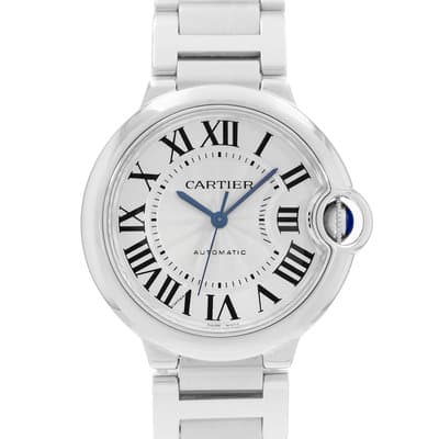 Cartier Ballon Bleu 36mm W6920046 3284 Silver Roman Steel Automatic Ladies Watch