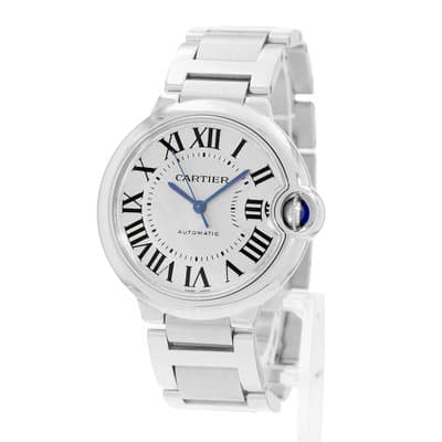 Cartier Ballon Bleu 36mm W6920046 3284 Silver Roman Steel Automatic Ladies Watch