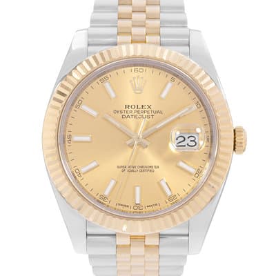 Rolex Datejust 41 126333 Champagne Index Yellow Gold Jubilee Mens Watch 2017