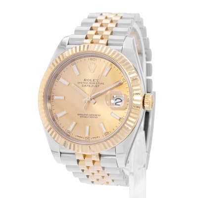 Rolex Datejust 41 126333 Champagne Index Yellow Gold Jubilee Mens Watch 2017