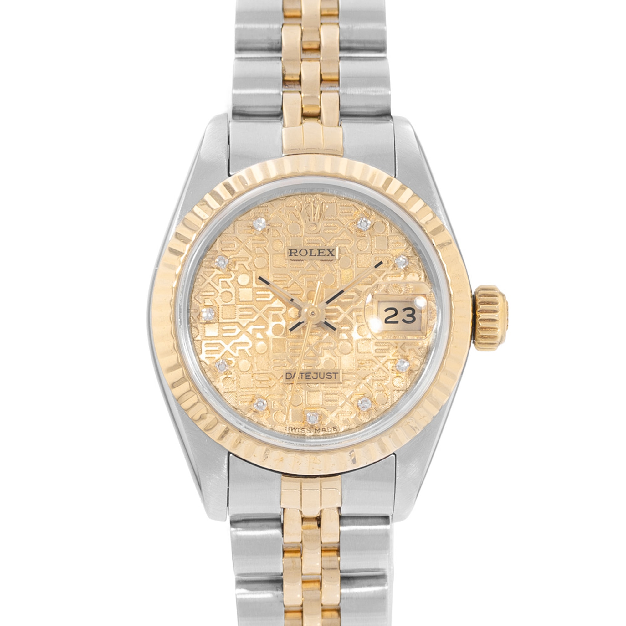 Rolex Datejust 26 69173 Vintage Champagne Diamond Steel Yellow Gold Ladies Watch
